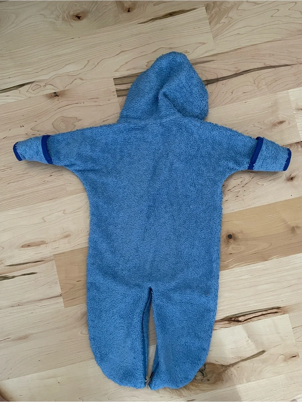 Patagonia Baby Plush Fleece Bunting Blue 6M Convertible Mittens Hooded